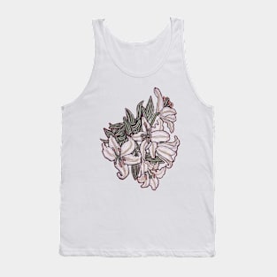 White Lillies Bouquet Tank Top